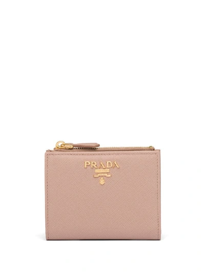 Prada Small Saffiano Leather Wallet In Pink