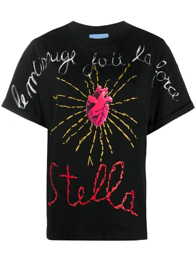 Stella Jean Heart Logo Print T-shirt In Black