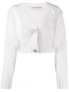 ALESSANDRA RICH CROPPED CABLE KNIT CARDIGAN
