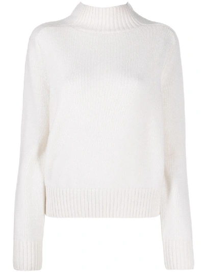 Allude High Neck Knitted Jumper In White