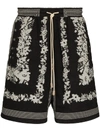 Nanushka Doxxi Floral And Bandana-print Shorts In Black