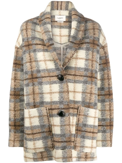 Isabel Marant Étoile Check Print Single-breasted Coat In Neutrals