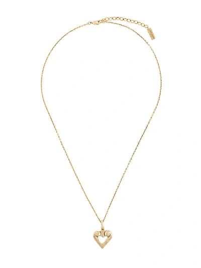 Saint Laurent Heart-shaped Pendant Necklace In Gold