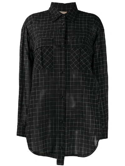 Maison Flaneur Long-sleeved Check Print Shirt In Black