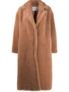 Stand Studio Camille Cocoon Beige Teddy Coat In Light Brown
