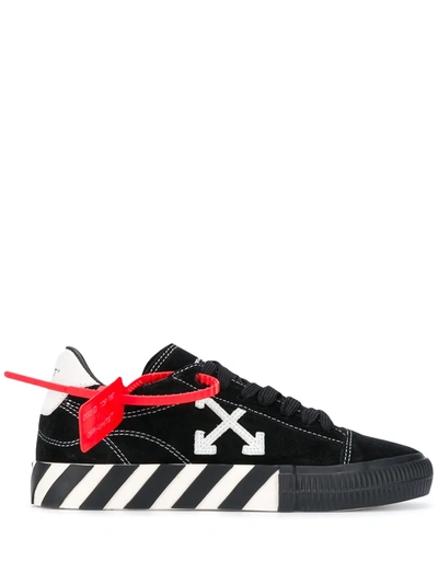 Off-white Arrow Text Graphic Print Suede Low-top Sneakers In Black