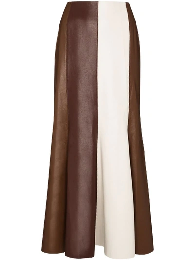 Nanushka Artem Contrast-stripe Midi Skirt In Brown