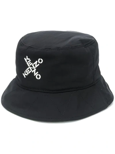 Kenzo Black Sport Logo Reversible Bucket Hat
