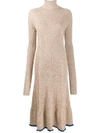 JIL SANDER ROLLNECK RIBBED MIDI DRESS