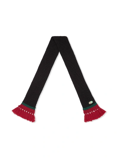 Gucci Kids' Logo Patch Scarf In Black