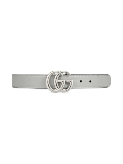 Gucci Kids' Double G Leather Belt In Grey
