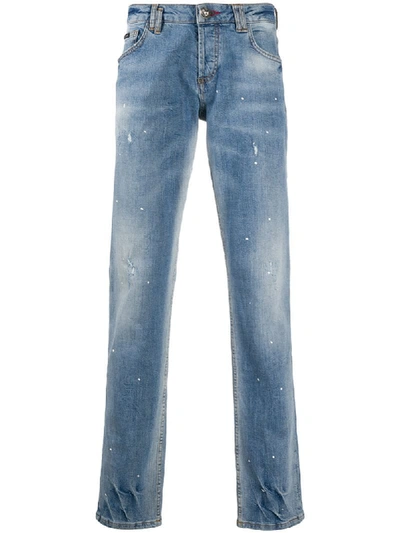 Philipp Plein Supreme Flame Straight Fit Jeans In Blue