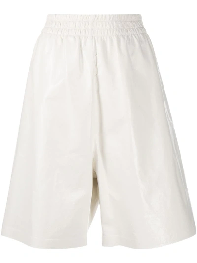 Bottega Veneta Patent Leather Bermuda Shorts In White