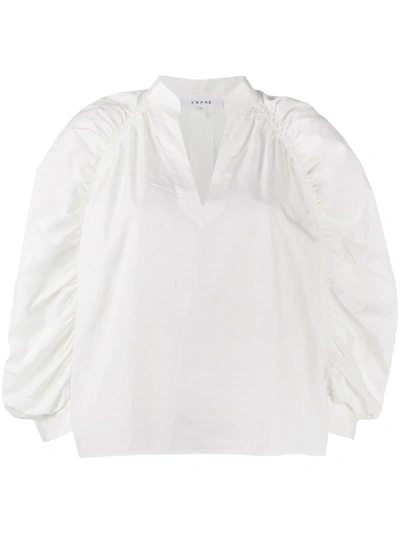 Frame Ruched Cali Popover Blouse In White