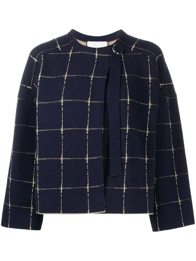 Chloé Grid-print Merino Wool & Cashmere Jacquard Jacket In Brown
