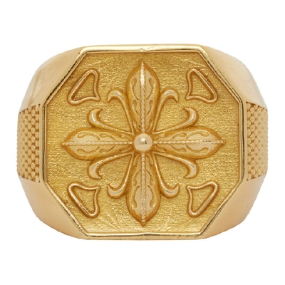 Emanuele Bicocchi Gold Lily Chevaliet Signet Ring