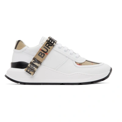 Burberry White & Beige Ronnie M Sneakers In White,beige,black