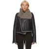 RICK OWENS BLACK SHEARLING & CALFSKIN BIKER JACKET