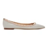 VALENTINO GARAVANI VALENTINO GREY AND PINK VALENTINO GARAVANI PATENT ROCKSTUD BALLERINA FLATS