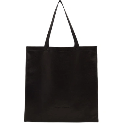 Rick Owens Stitched Logo-embossed Leather Tote Bag In Black