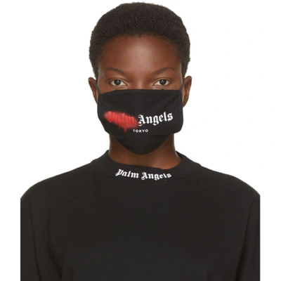 Palm Angels Black & Red Spray Logo Mask In Blk Red