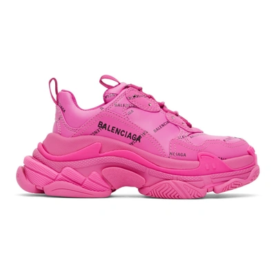 Balenciaga Triple S Clear Sole Logo-embroidered Foam And Mesh Trainers In Pink