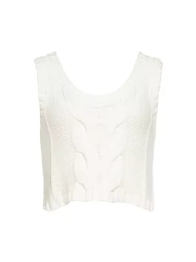 Staud Kind Cable-knit Cropped Top In Ivory
