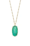 Kendra Scott Reid Long Faceted Pendant Necklace In Gold Dark Teal Amazonite