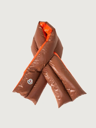 Moncler Padded Scarf In Brown And Orange In Mixed