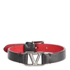Valentino Vlogo Signature Leather Bracelet In Black/red