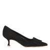 Manolo Blahnik Maysale Pump 50 Black Suede In Black