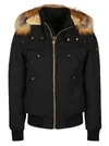 Moose Knuckles Little Rapids Black Fur-trimmed Bomber Jacket In Black