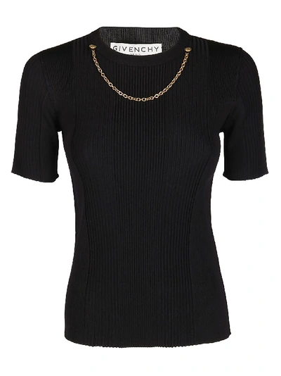 Givenchy Black Ribbed-knit T-shirt