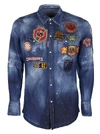 DSQUARED2 BLUE STRETCH COTTON DENIM SHIRT,11467735