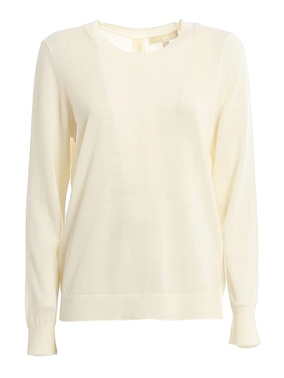 Michael Kors Rear Buttons Sweater In Ivory Color In Bone