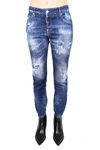 DSQUARED2 WASHED TEARED COTTON JEANS,11467330