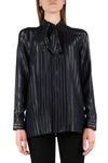 SAINT LAURENT BLUE SILK SHIRT WITH STRIPED PATTERN,11467187