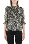 SAINT LAURENT PRINTED LUREX SILK BLOUSE,11467150