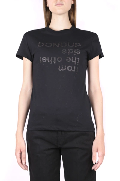 Dondup Glitter Logo Print T-shirt In Black