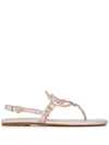 Coach Jeri Metallic Leather Strappy Sandal In White