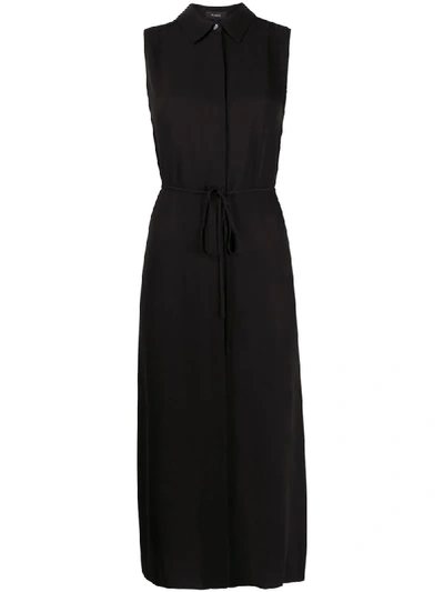 Theory Waist-tied Midi Dress In Black