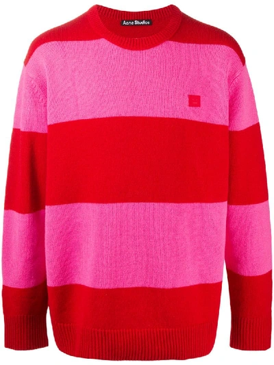 Acne Studios Oversized Appliquéd Striped Wool Sweater In Red