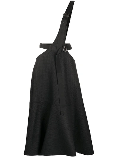 Junya Watanabe Black Wool Herringbone One-strap Suspender Skirt