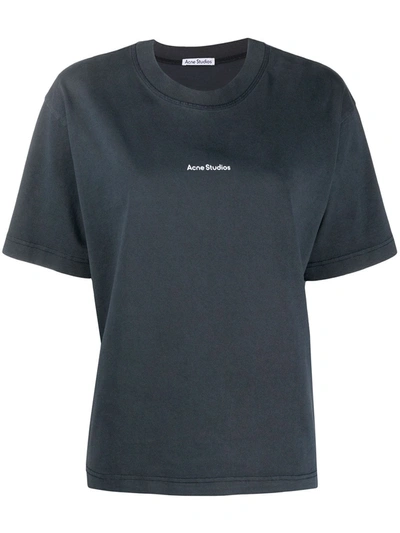 Acne Studios Black Relaxed Fit Stamp Logo T-shirt In 900 Black