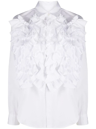 Comme Des Garçons Comme Des Garçons Ruffled Cotton-poplin Shirt In White