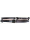 Alexander Mcqueen Black And Silver Double Thin Belt In Black
