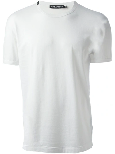 Dolce & Gabbana Logo-embroidered Cotton T-shirt In White