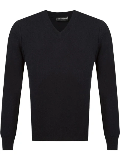 Dolce & Gabbana V-neck Jumper In Cashmere In Black