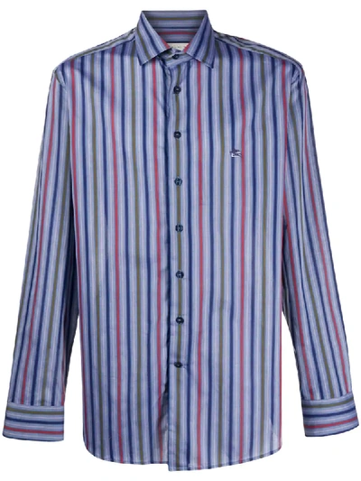 Etro Striped Long-sleeve Shirt In Grey