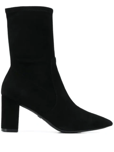 Stuart Weitzman Landry Stretch Suede Booties In Black